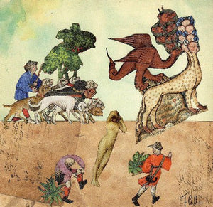 LE VAN Florence : Femme et dragon (Collage sur papier) - ART ET MISS