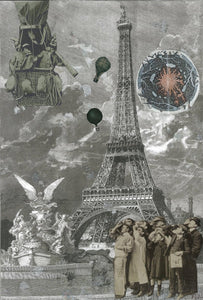LE VAN Florence : Montgolfière à l'assaut de la tour Eiffel (Impression sur papier) - ART ET MISS