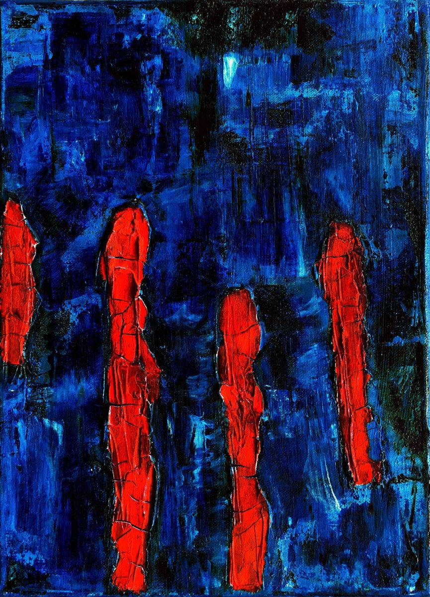 MAZUREK Véro : Bleue et rouge (Tableau, mixte sur toile) - ART ET MISS