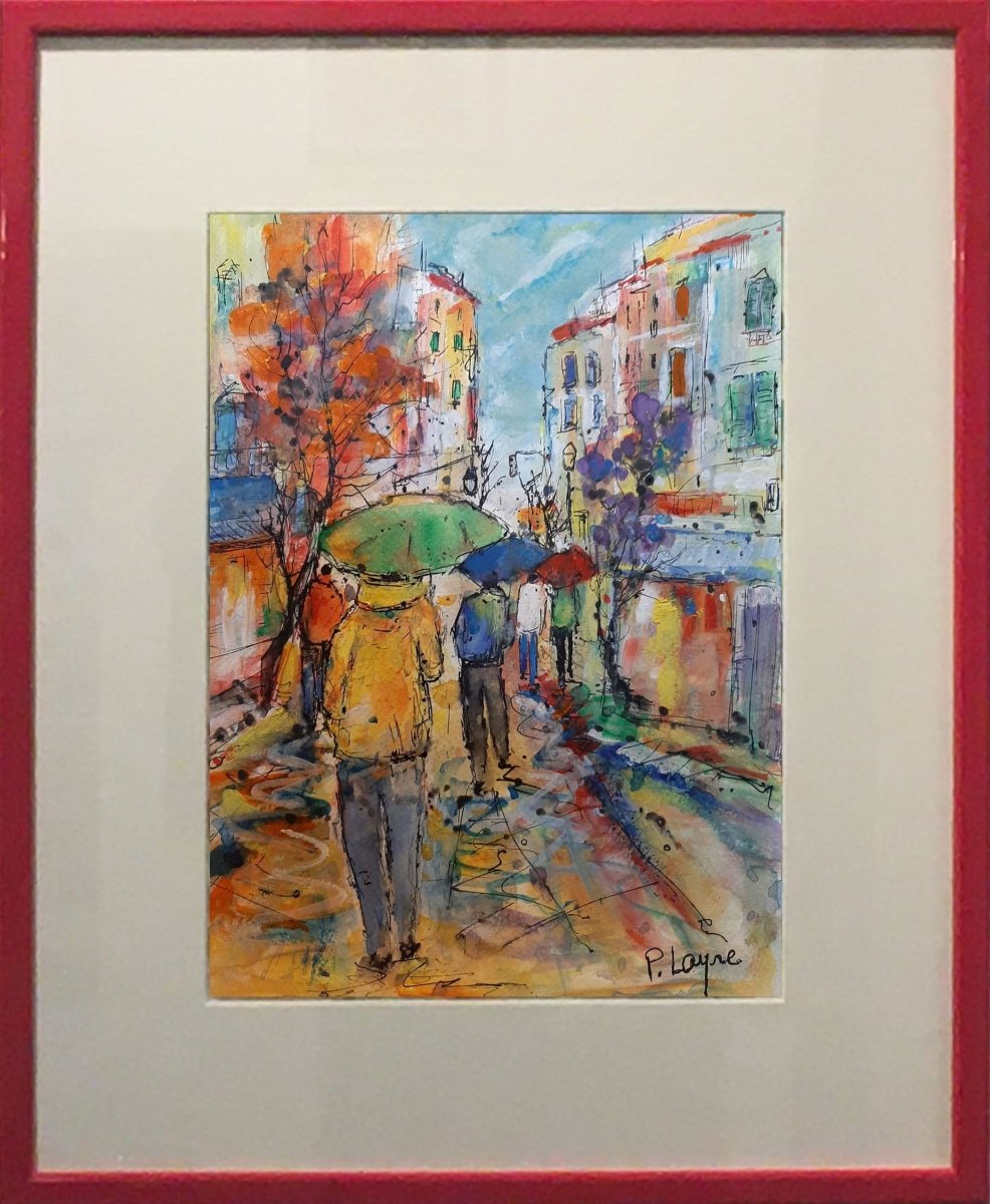 Patrice LAYRE - Les parapluies (tableau, Aquarelle) - ART ET MISS