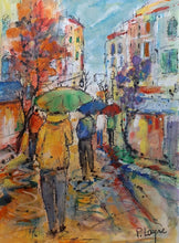 Charger l&#39;image dans la galerie, Patrice LAYRE - Les parapluies (tableau, Aquarelle) - ART ET MISS