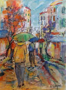 Patrice LAYRE - Les parapluies (tableau, Aquarelle) - ART ET MISS