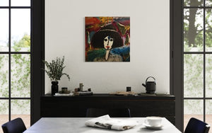 SITELLE - Liseuse au chapeau (tableau, Acrylique / toile) - ART ET MISS