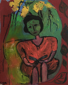SITELLE - Liseuse en rouge (tableau, Acrylique / toile) - ART ET MISS