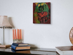 SITELLE - Liseuse en rouge (tableau, Acrylique / toile) - ART ET MISS