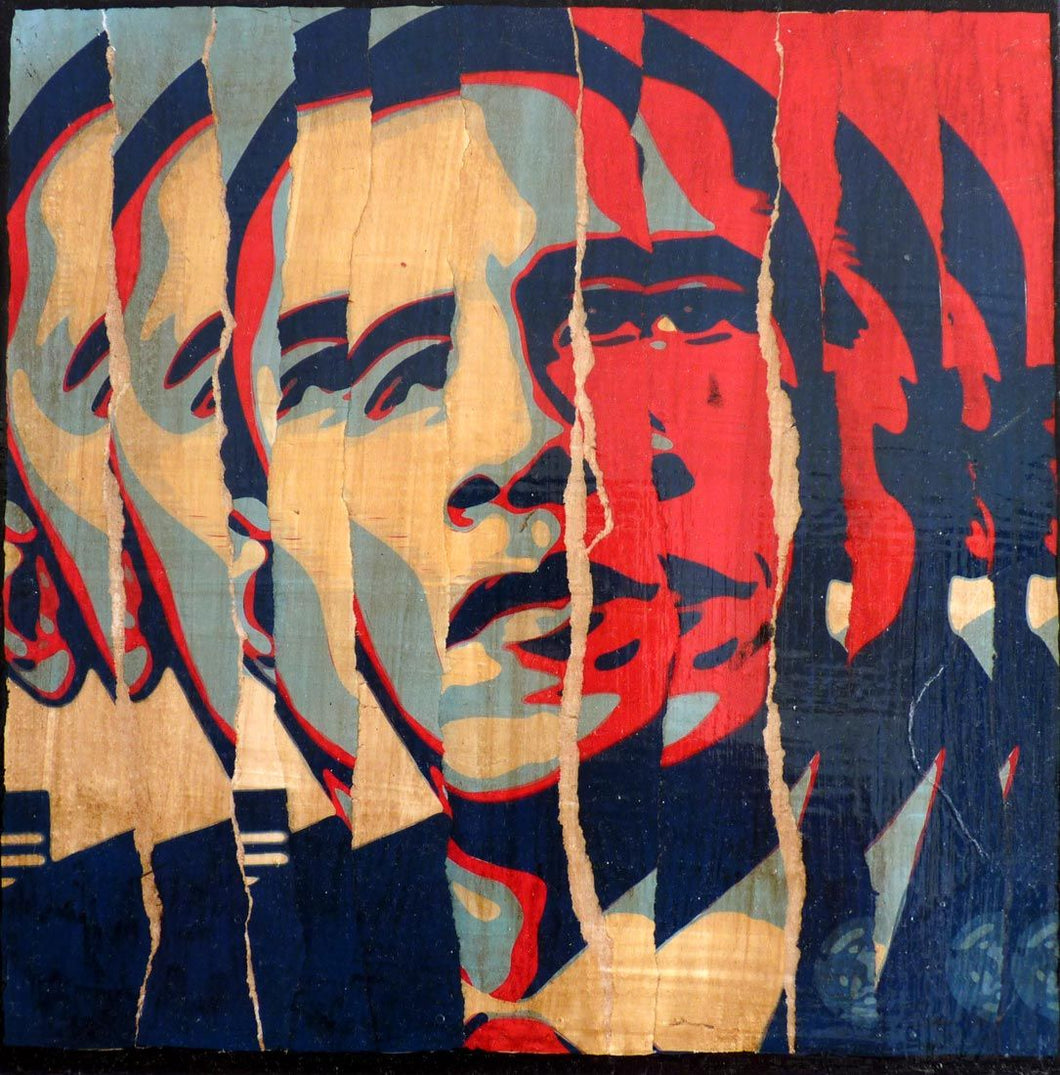 TAILLANDIER Alexandre : Obama, collages sur toile (30x30 cm) - ART ET MISS