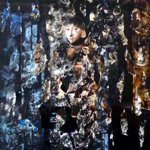TAILLANDIER Alexandre : Sans titre 10, collages sur toile (30x30 cm) - ART ET MISS