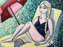Charger l&#39;image dans la galerie, WALON Marine - Isabelle à la piscine (tableau, Acrylique / toile) - ART ET MISS
