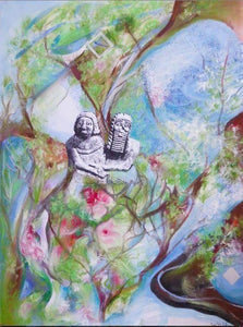 WOLF Kristina Viera - Couple de Mésopotamie (tableau, collage et aquarelle / toile) - ART ET MISS
